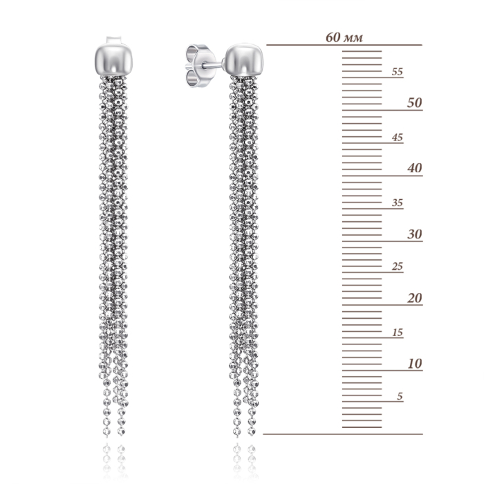 Срібні сережки-ланцюжки без вставки. Артикул OCFXD000017-E/12