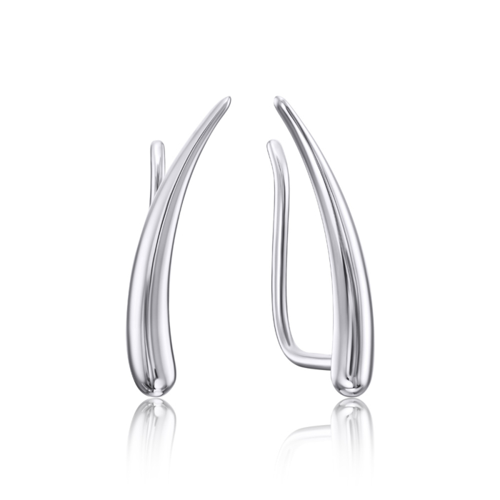 Серебряные серьги-каффы без вставки. Артикул 40682/12/1