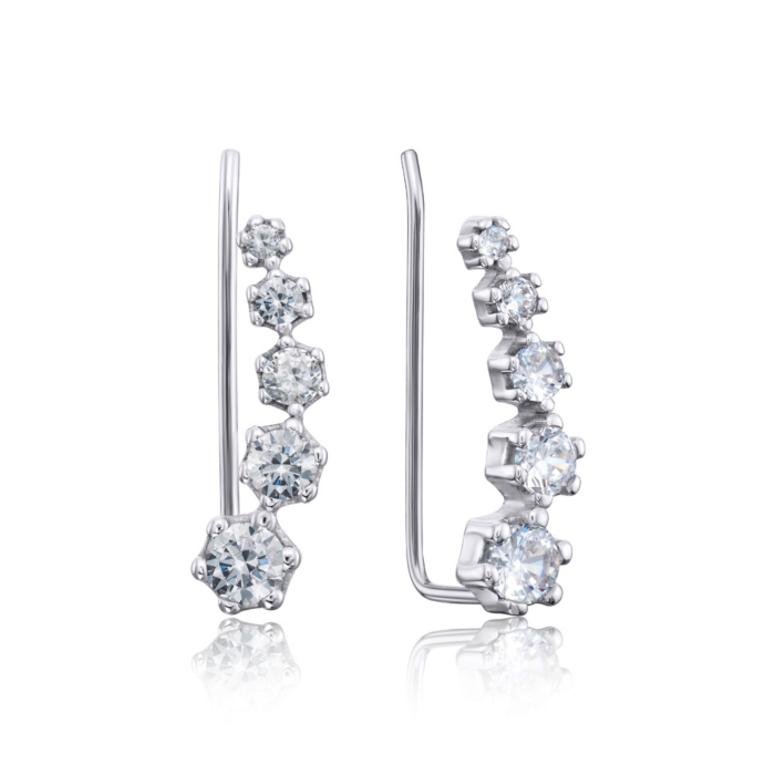 Срібні сережки-кафи з фіанітами. Артикул 40686/12/1/3332