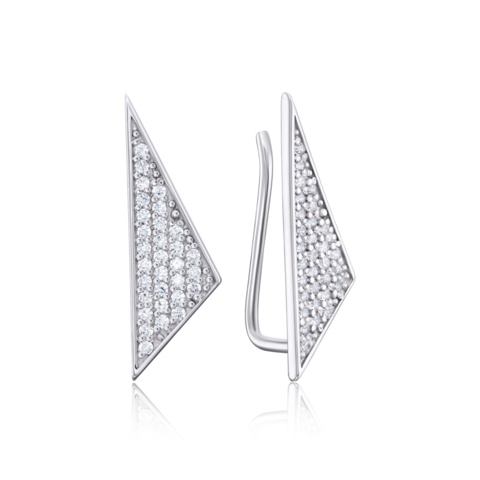 Срібні сережки-кафи з фіанітами. Артикул 40692/12/1/1