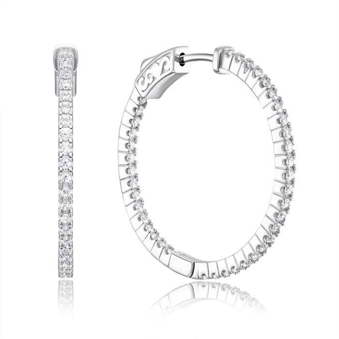 Срібні сережки-конго з фіанітами. Артикул OE03092A-E/12/1