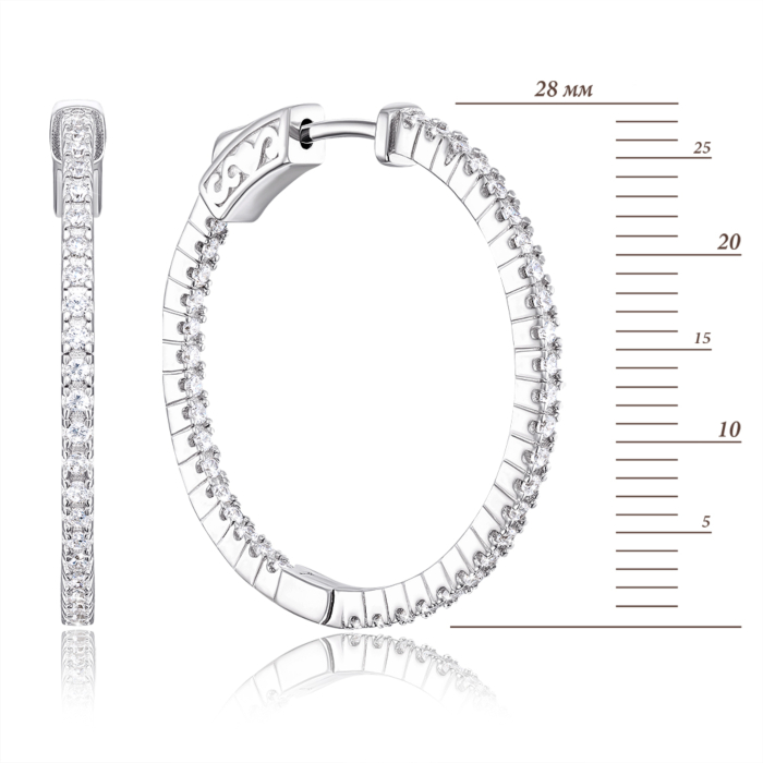 Срібні сережки-конго з фіанітами. Артикул OE03092A-E/12/1