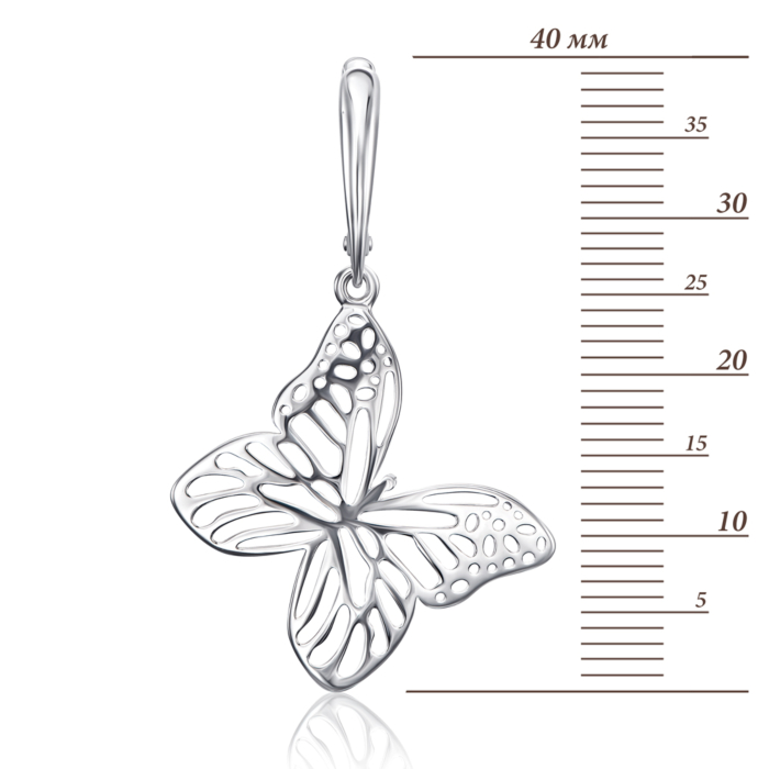 Срібні сережки-підвіски «Метелик» без вставки. Артикул 40571/12/1