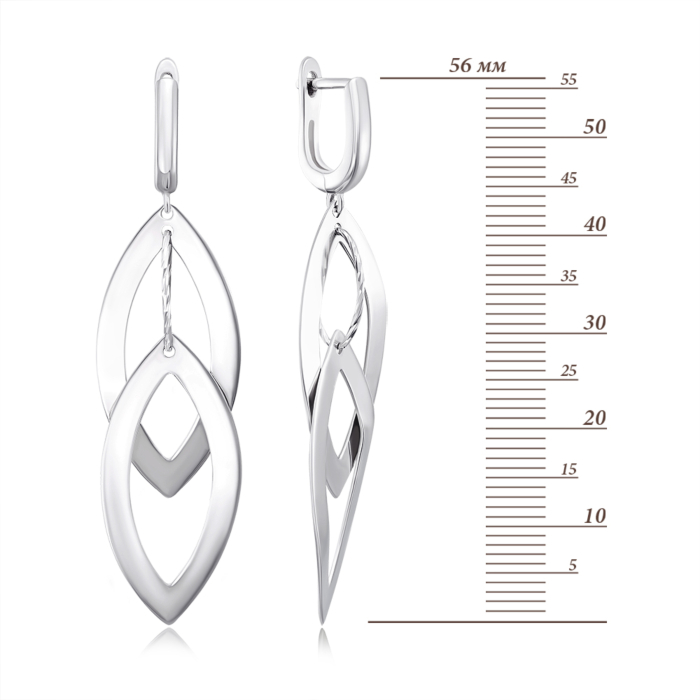 Серебряные серьги-подвески без вставки. Артикул 2E13515-E/12