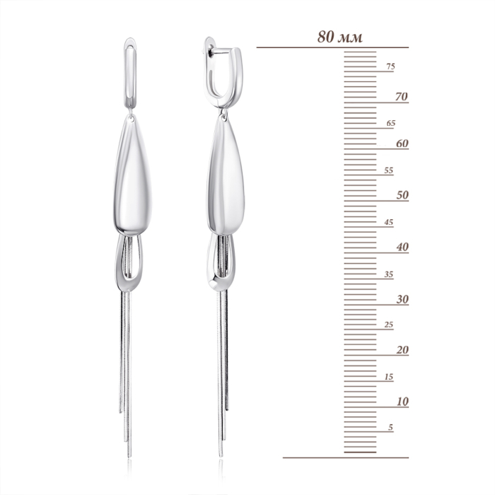 Серебряные серьги-подвески без вставки. Артикул 2E17112-E/12