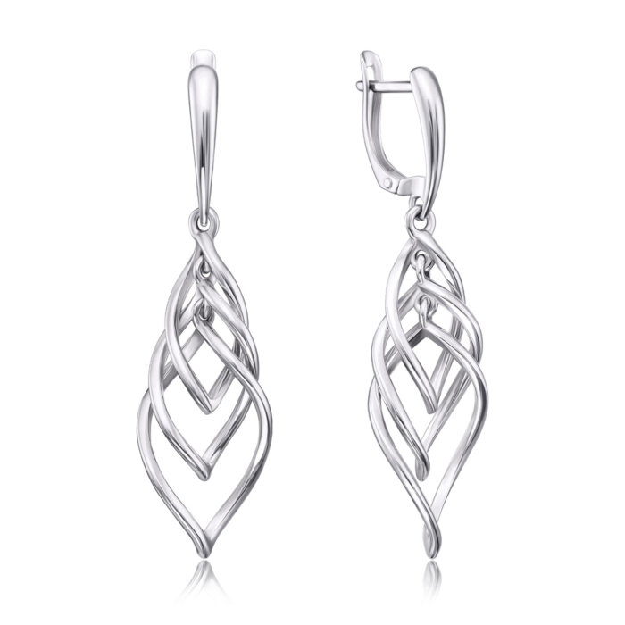 Срібні сережки-підвіски без вставки. Артикул 40700/12/1