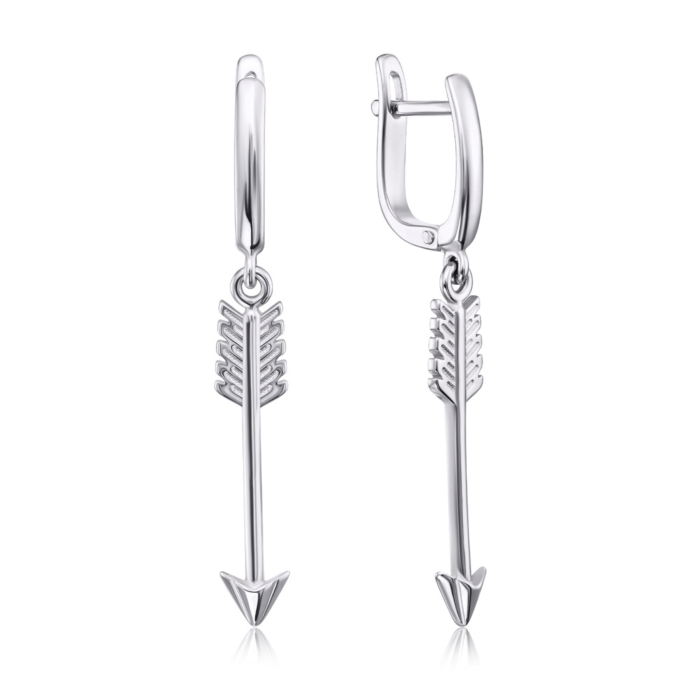 Срібні сережки-підвіски без вставки. Артикул 40717/12/1