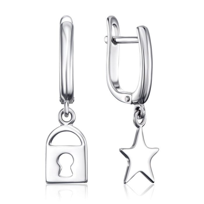 Серебряные серьги-подвески без вставки. Артикул 40731/12/1