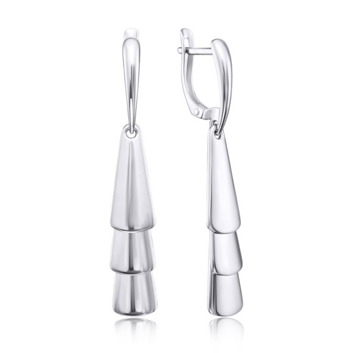 Срібні сережки-підвіски без вставки. Артикул 40733/12/1