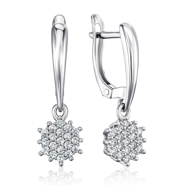 Срібні сережки-підвіски з фіанітами. Артикул 40626/12/1/13