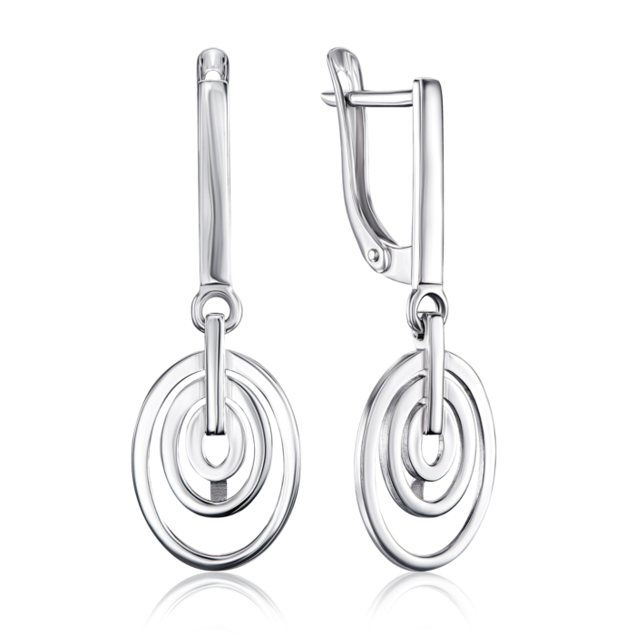 Серебряные серьги-подвески с фианитами. Артикул 40706/12/1