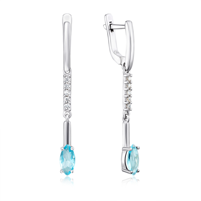 Срібні сережки-підвіски з кварцом. Артикул 2897/9р-QSWB