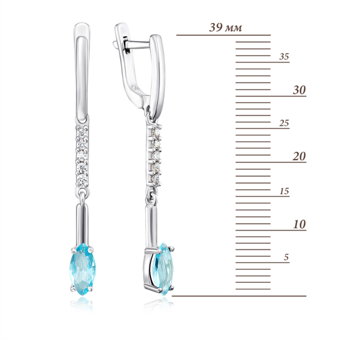 Срібні сережки-підвіски з кварцом. Артикул 2897/9р-QSWB