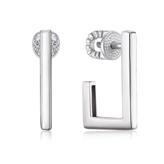 Срібні сережки-пусети без вставки. Артикул 41086/12/1