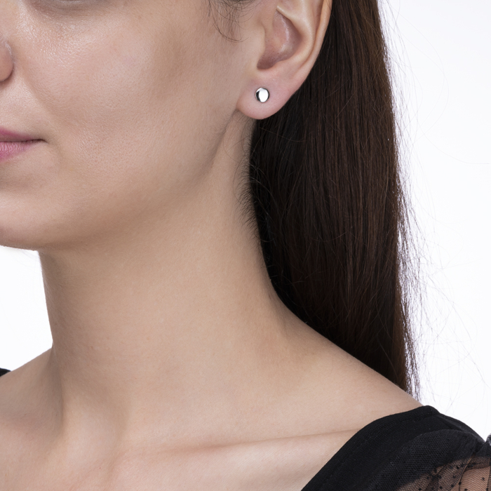 Серебряные серьги-пуссеты без вставки. Артикул 41091/12/1