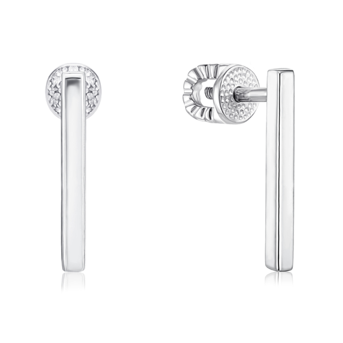 Серебряные серьги-пуссеты без вставки. Артикул 41102/12/1