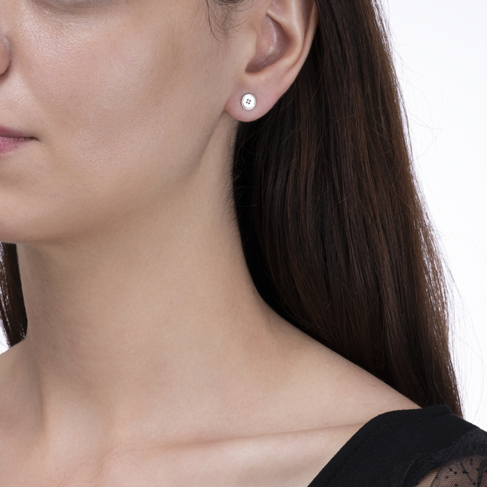 Серебряные серьги-пуссеты «Пуговицы» без вставки. Артикул 41089/12/1