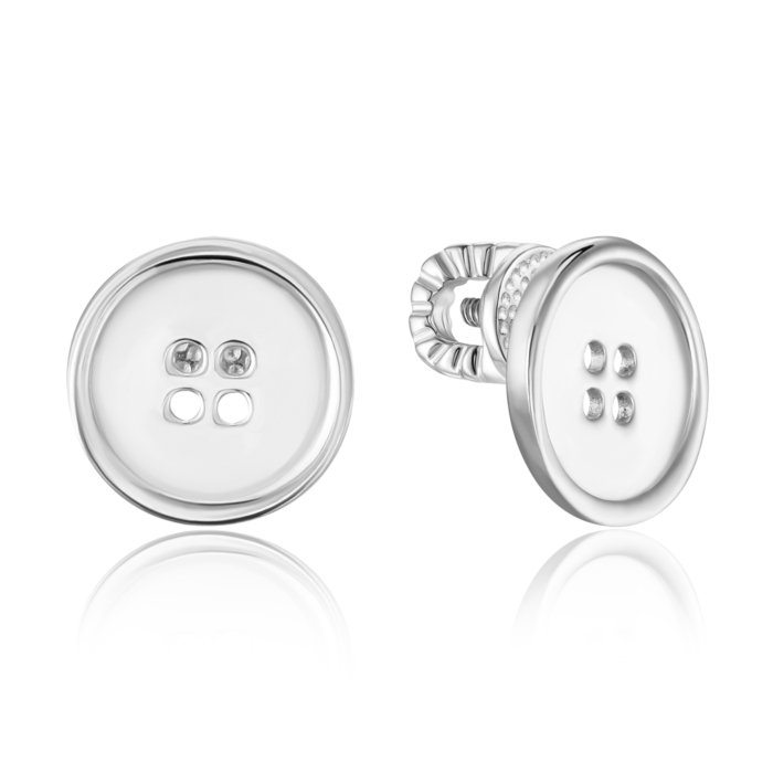 Серебряные серьги-пуссеты «Пуговицы» без вставки. Артикул 41089/12/1