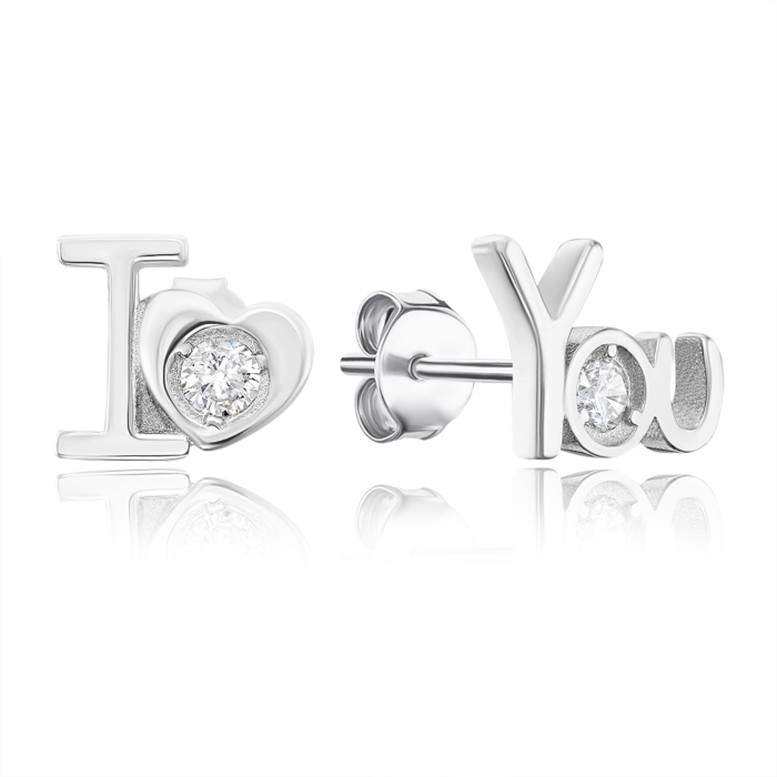 Серебряные серьги-пуссеты с фианитами. Артикул 1EA52690-E/12/1