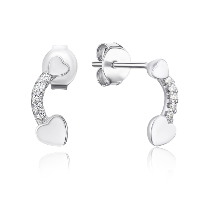 Серебряные серьги-пуссеты с фианитами. Артикул 1EA78568-E/12/1