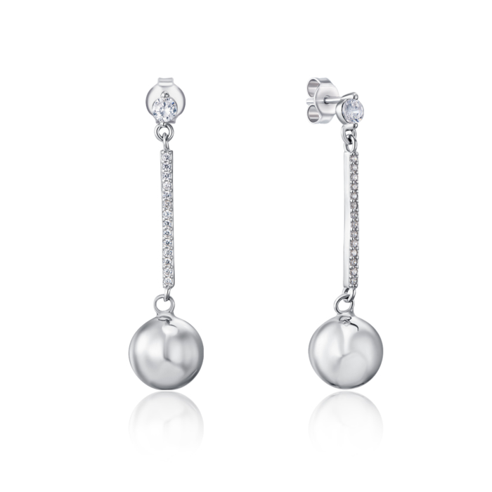 Серебряные серьги-пуссеты с фианитами. Артикул 2E23006-9-E/12/1