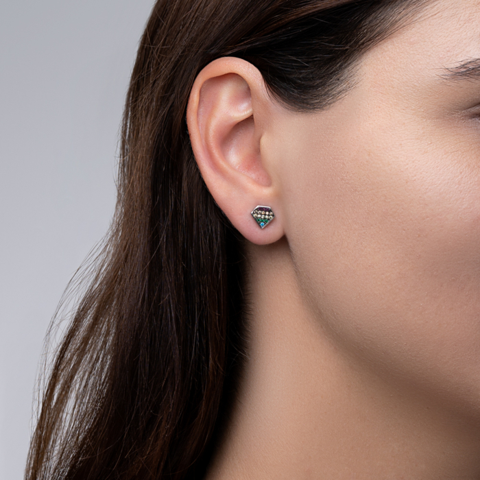 Серебряные серьги-пуссеты с фианитами. Артикул 2S14438-E/12/3530