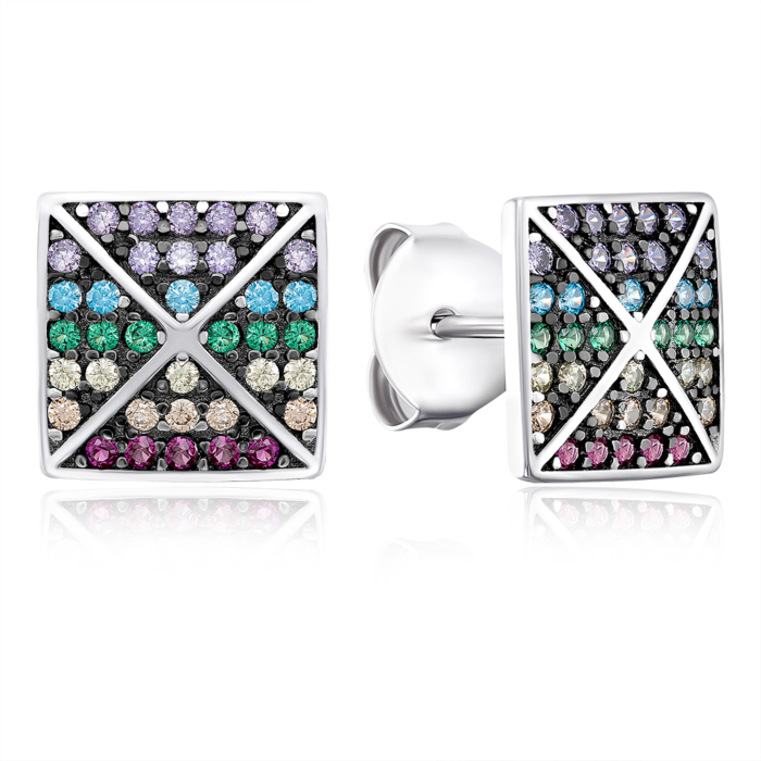 Срібні сережки-пусети з фіанітами. Артикул 2S14440-E/12/3522