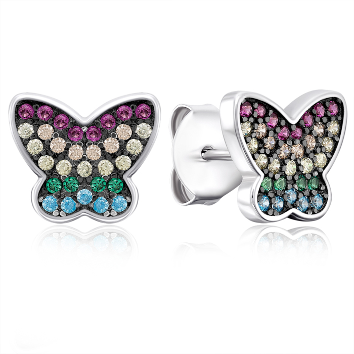 Срібні сережки-пусети з фіанітами. Артикул 2S14452-E/12/3530