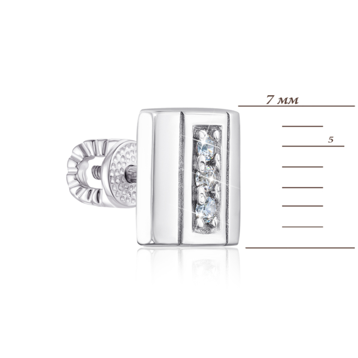 Серебряные серьги-пуссеты с фианитами. Артикул 40492/12/1/3