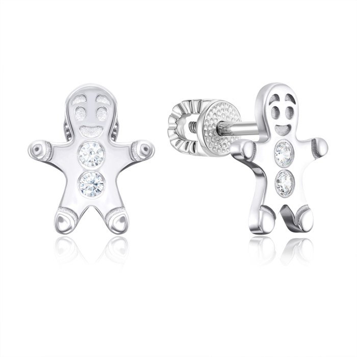 Серебряные серьги-пуссеты с фианитами. Артикул 40553/12/1/46