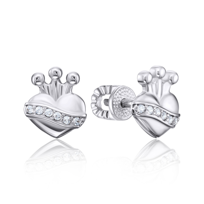 Срібні сережки-пусети з фіанітами. Артикул 40617/12/1/1