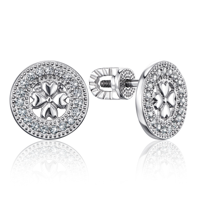 Срібні сережки-пусети з фіанітами. Артикул 40652/12/1/1