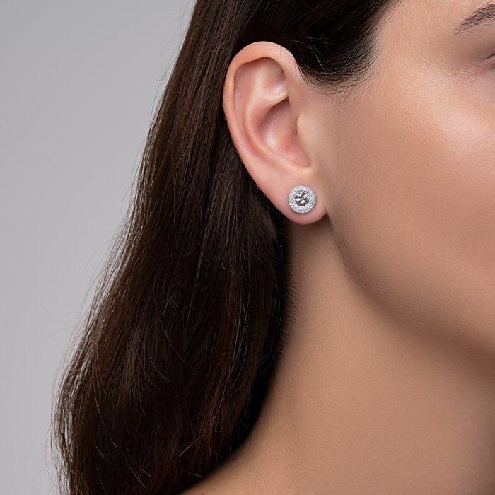 Срібні сережки-пусети з фіанітами. Артикул 40652/12/1/1