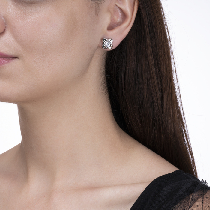 Срібні сережки-пусети з фіанітами. Артикул 41033/12/1/22