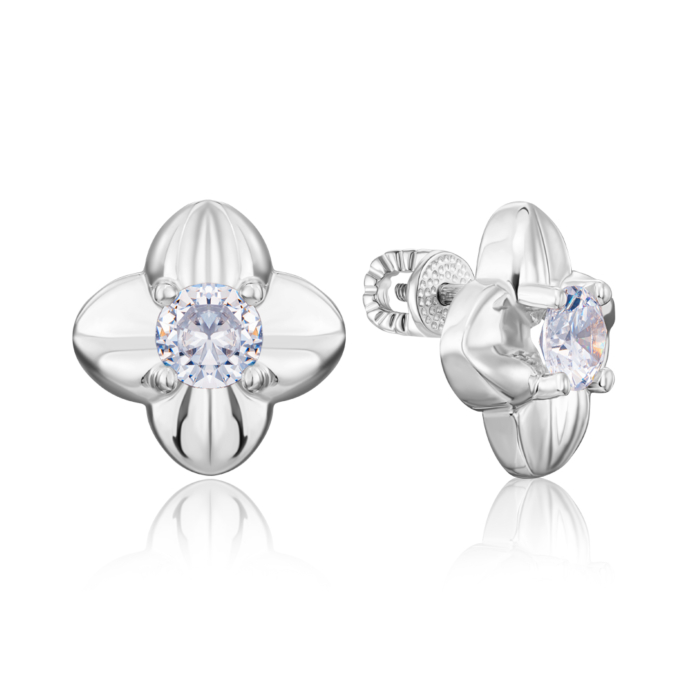 Срібні сережки-пусети з фіанітами. Артикул 41033/12/1/22