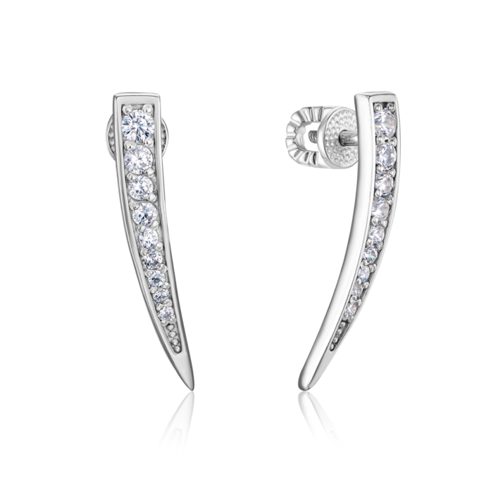Серебряные серьги-пуссеты с фианитами. Артикул 41095/12/1/3980