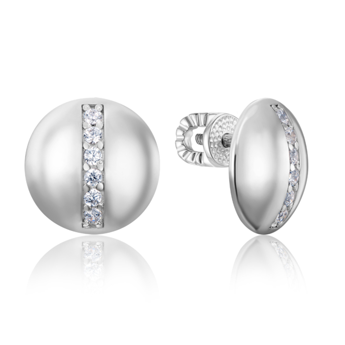 Срібні сережки-пусети з фіанітами. Артикул 41097/12/1/13