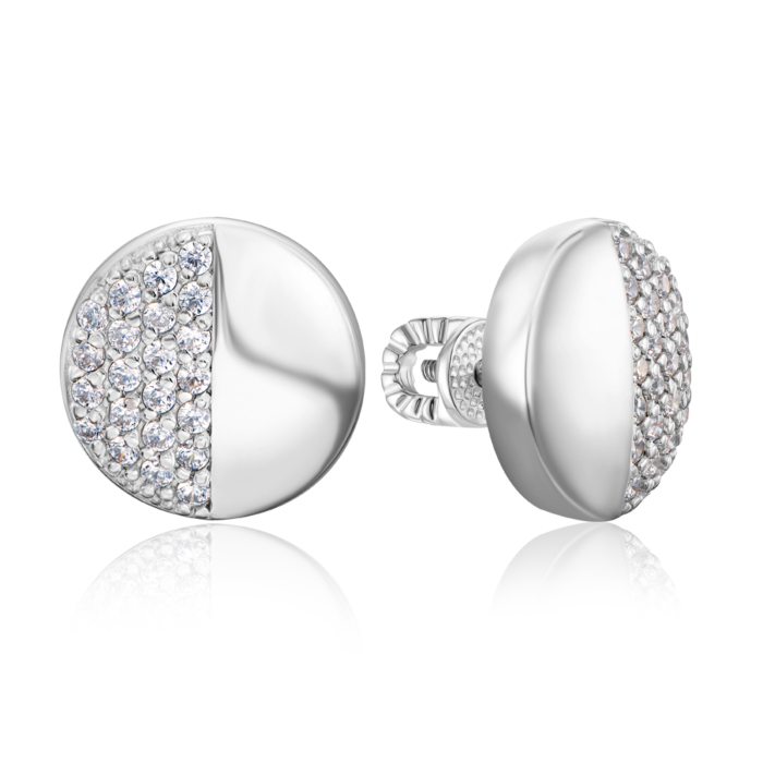 Срібні сережки-пусети з фіанітами. Артикул 41116/12/1/1