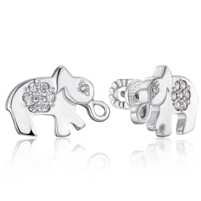 Срібні сережки-пусети з фіанітами. Артикул 41123/12/1/1