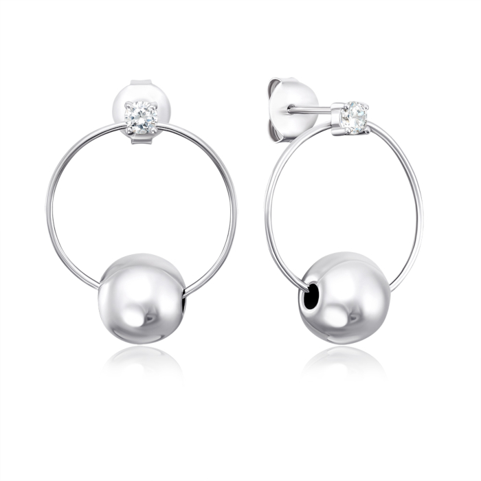 Серебряные серьги-пуссеты с фианитами. Артикул 5E30159-E/12/1