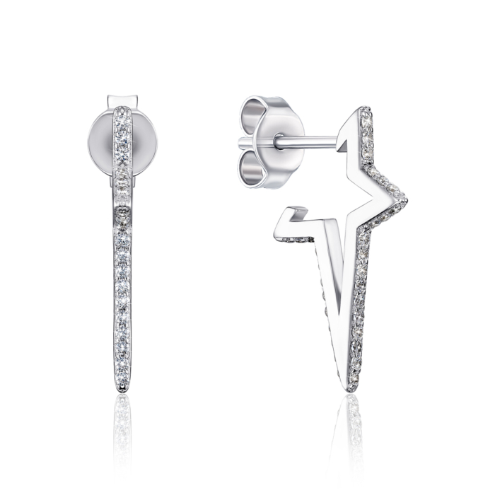 Серебряные серьги-пуссеты с фианитами. Артикул me13193a-E/12/1