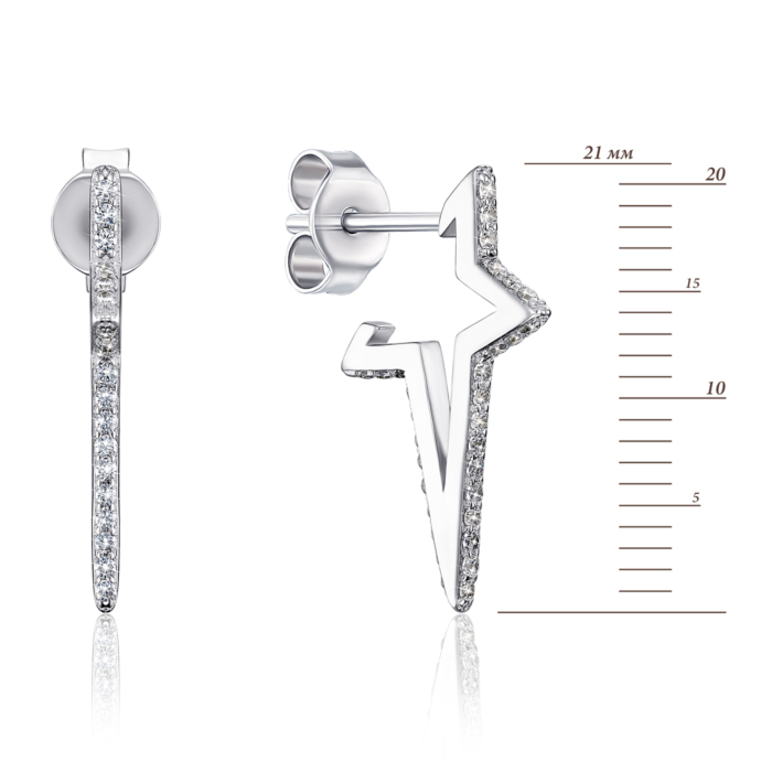 Серебряные серьги-пуссеты с фианитами. Артикул me13193a-E/12/1