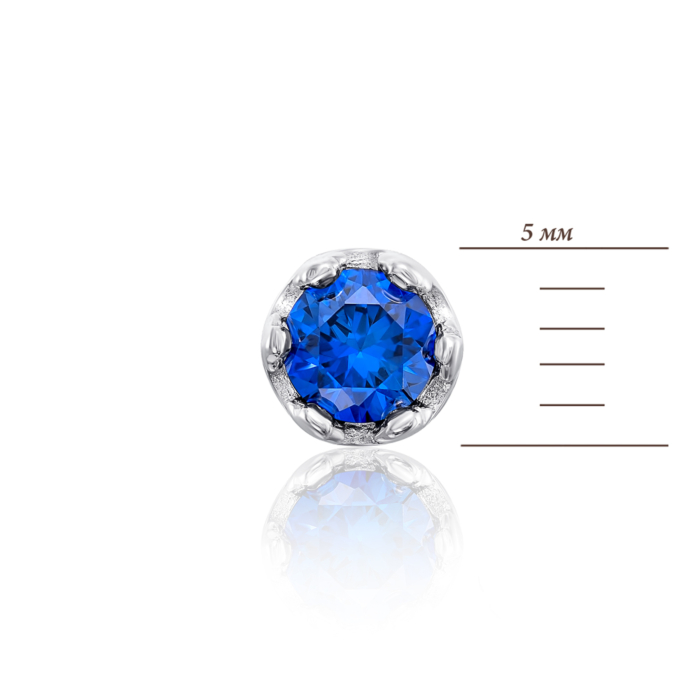 Серебряные серьги-пуссеты с сапфиром. Артикул 40171/12/1/1002