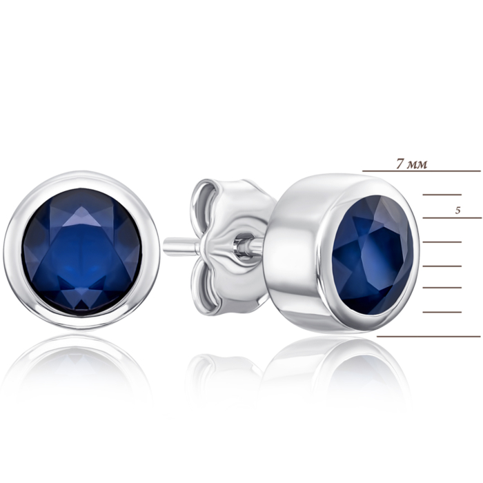 Серебряные серьги-пуссеты с сапфиром. Артикул NA495-E/12/8100