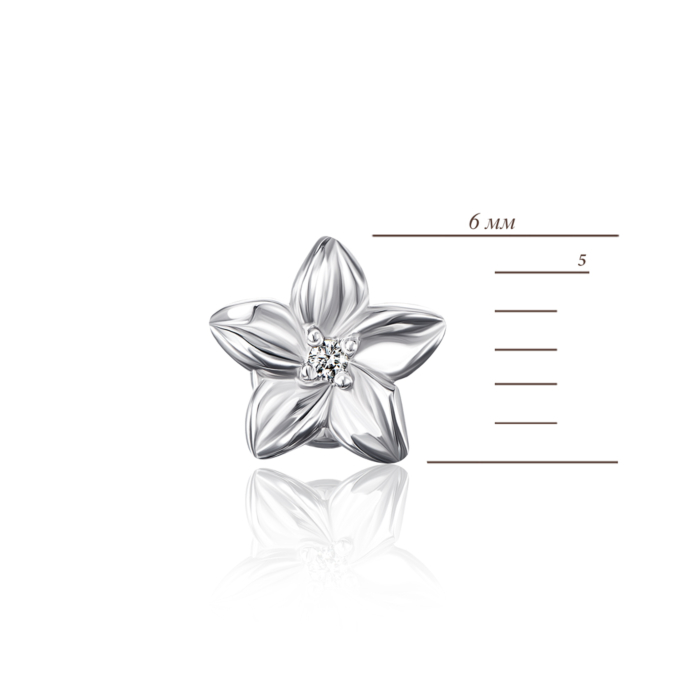 Срібні сережки-пусети «Квітка» з фіанітом. Артикул 40662/12/1/1
