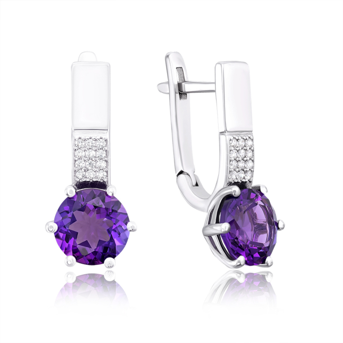 Серебряные серьги с аметистом. Артикул 2375/1р-AMET