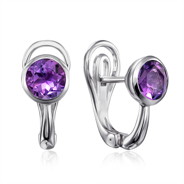 Срібні сережки з аметистом. Артикул GRE3053-E/12/6050