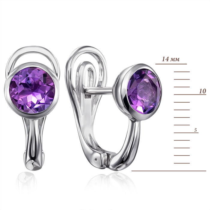 Срібні сережки з аметистом. Артикул GRE3053-E/12/6050