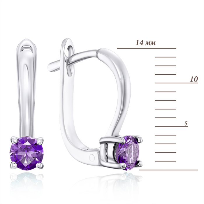 Срібні сережки з аметистом. Артикул GRE3121-E/12/6333