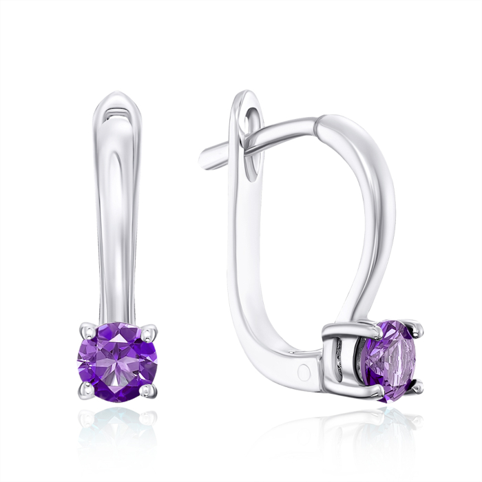 Срібні сережки з аметистом. Артикул GRE3121-E/12/6333